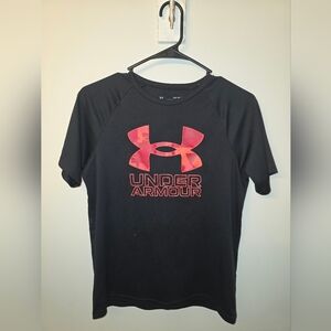 Under Armour Youth Black Short-Sleeve Tee with Logo